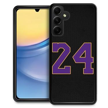Imagem de Goodsprout Compatível com Samsung Galaxy A15, preto 24 Jersey roxo amarelo incrível design padrão à prova de choque anti-arranhões capa traseira rígida PC para Samsung Galaxy A15