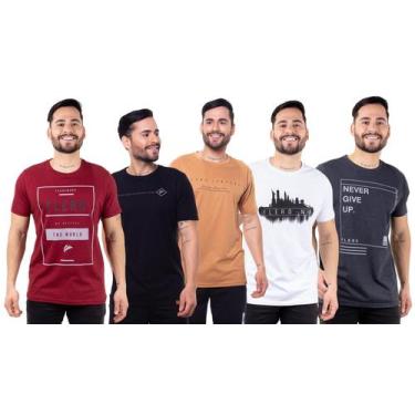 Imagem de Kit 5 Camisetas Camisas Blusas Básicas Malha Fio 30.1 Flero, GG