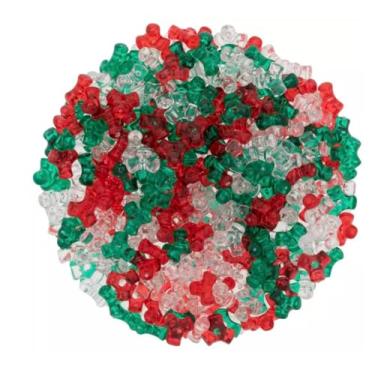 Imagem de Mistura de três contas de Natal translúcida vermelha, verde e transparente para guirlanda de Natal e artesanato de bengala doce - 570 peças