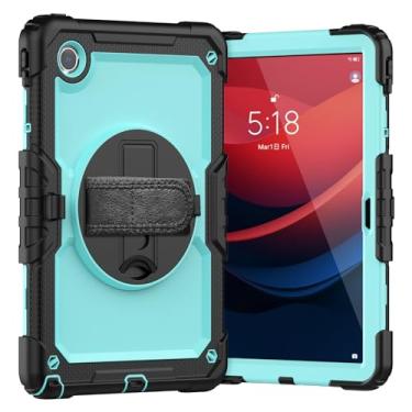 Imagem de Capa de proteção à prova de quedas com suporte de rotação de 360° e alça [suporte de caneta] e capa protetora de tela para tablet Lenovo Tab M11/Tab K11 LTE (TB-330FU/330XU) 11 polegadas (luz azul)