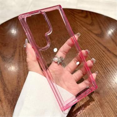 Imagem de Capa de telefone transparente de luxo para Samsung Galaxy S24 S23 Ultra S22 S21 Plus FE A73 A53 A54 A72 A52 A33 A32 A13 12 Capa rígida de acrílico, vermelho rosa, para Galaxy A33