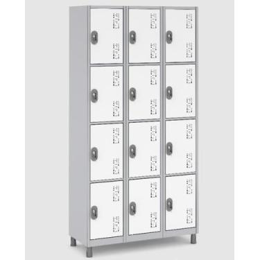 Imagem de Roupeiro de Aço 12 Portas Cores Diversas Escolas - W3, Branco