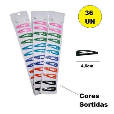 Imagem de Kit 36 Presilhas Cabelo Tic Tac 4,5cm Colorido Sortido - Lynx Produçõe