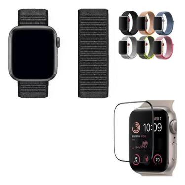 Imagem de Kit Pulseira Nylon+ Película Compatível Com Apple Watch  1,2,3,4,5,6,7