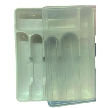Imagem de Porta Talher Plastico Com 6 Divisorias Color Com Tampa - Rainha, Branc