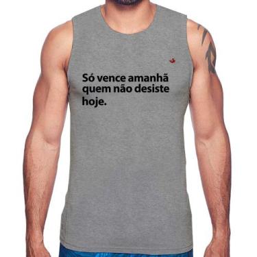 Imagem de Regata Só vence amanhã quem não desiste hoje - Foca na Moda, Cinza, P