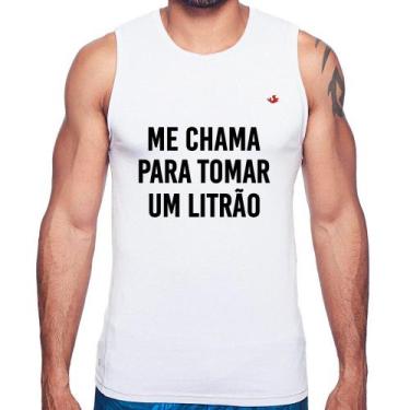 Imagem de Regata Me chama para tomar um litrão - Foca na Moda, Branco, GG
