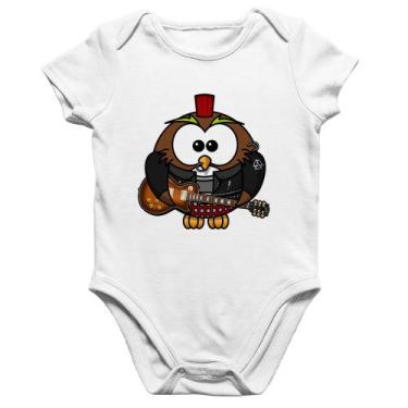 Imagem de Body Bebê Algodão Coruja Rock Guitarra - Foca na Moda, Branco, M