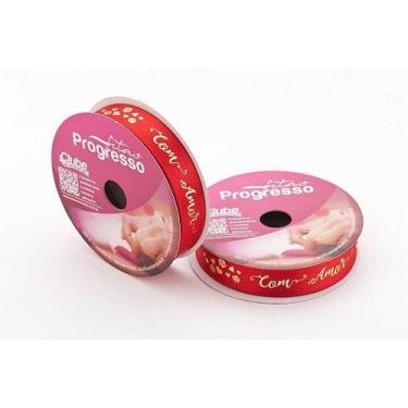Imagem de Fita em Cetim 15mmx10m Com Amor Vermelho com Dourado ECF003H 294 Progr