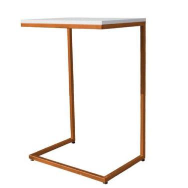 Imagem de Aparador Grande Base Bronze - 76cm X 55cm - Trendy, Couro Branco