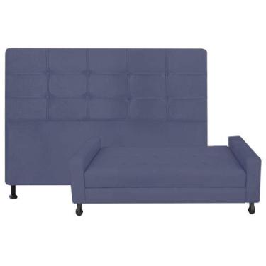 Imagem de Kit Félix com Cabeceira Mel 1,60 cm Queen Size Baú Quarto Sala Suede A