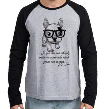 Imagem de Camiseta Manga Longa blusa Cachorro Nerd frase Einstein - Empório Dutr