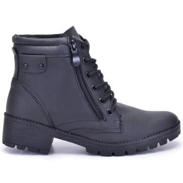 Imagem de Bota Coturno Zíper Feminina GTS Cano Curto, Preto, 36