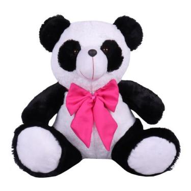 Imagem de Urso Teddy De Pelúcia Tamanho 50cm G - Luck Baby, Panda com laço pink