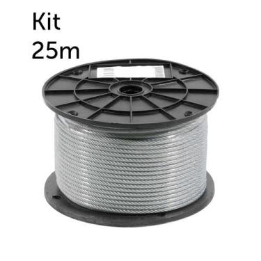 Imagem de Kit 25m de Cabo de Aço Revestido em Pvc 4,8 Mm X 6,4 Mm (3/16" X 1/4")