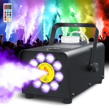 Imagem de Máquina de fumaça, máquina de neblina Theefun 450 W, 2500 CFM com 9 luzes de LED, 12 cores, tanque portátil de 500 ml, sem líquido, máquina de fumaça de palco, neblina interna, com controle remoto sem