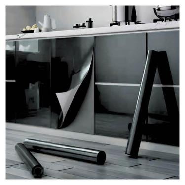 Imagem de Adesivo Vinil Preto Brilho Envelopar Geladeira Móvel 6mx70cm - BG Ades