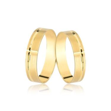 Imagem de PAR DE ALIANÇAS 4MM FOSCAS DIAMANTADAS OURO amarelo 10K MJ2 - MAEHLER 