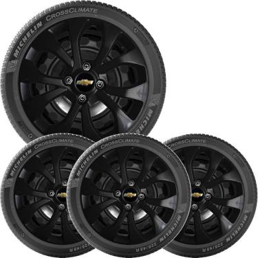 Imagem de 4X Calota Gm Onix Prisma Aro 14 Preto Com Emblema 374Cb