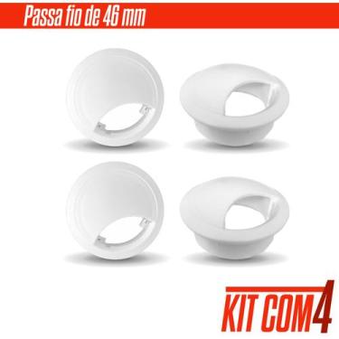 Imagem de Acabamento Passa Fio 46mm Branco para Mesa de Escritório  4 Peças - Op
