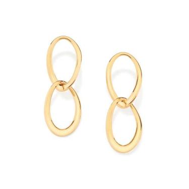 Imagem de Brincos Rommanel Grandes Pendurado Peça Oval Banhado 526798, Dourado