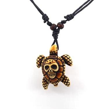 Imagem de Scddboy Colar com pingente de tartaruga marinha havaiana para mulheres e homens - Colar de surfista com cordão ajustável, Resina