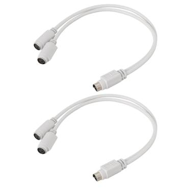 Imagem de YINETTECH 2 peças distribuidor de teclado 6 pinos DIN macho para cabo fêmea 1 a 2 cabos divisor compatível com teclado Sony PS2 mouse 30 cm branco
