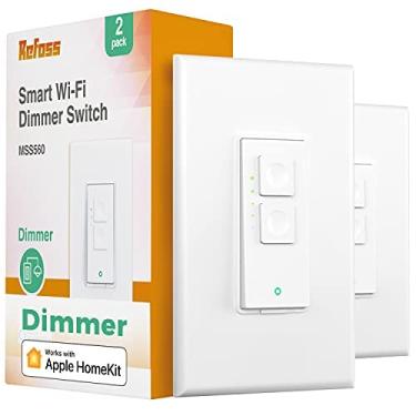Imagem de Refoss Pacote com 2 Interruptores Dimmer Inteligentes, Pólo Único, Fio Neutro e Wi-Fi de 2,4 Ghz Necessário, Listado Pela Fcc e Etl, Compatível com Apple Homekit, Alexa e Hey Googl (Tamanho Padrão)