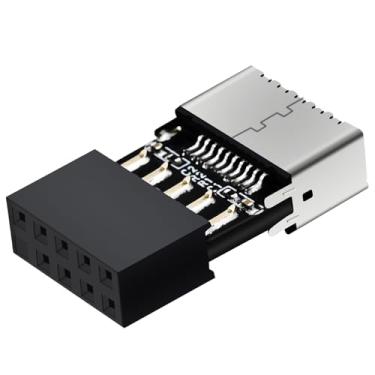 Imagem de COMeap Adaptador de conector USB 2.0 para USB 3.2 geração 1 para placa principal com chave tipo E - soquete fêmea para painel frontal para adaptador de conversão interna de 9 pinos