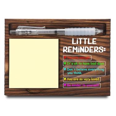 Imagem de Presentes motivacionais inspiradores, presentes de incentivo, presentes de recuperação, pequenos lembretes, dispensador de notas post-it para mesa, porta-notas de madeira e porta-canetas 16,5 x 12 cm