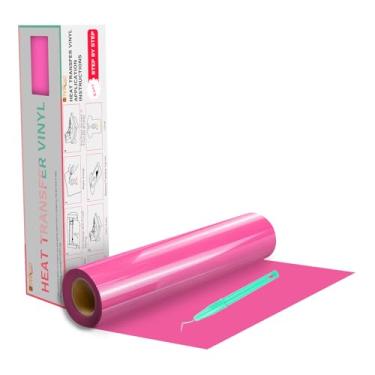 Imagem de HTVRONT HTV rolos de vinil de transferência de calor – vinil rosa HTV de 30,5 cm x 6 m para camisas, vinil de ferro em vinil para todas as máquinas de corte