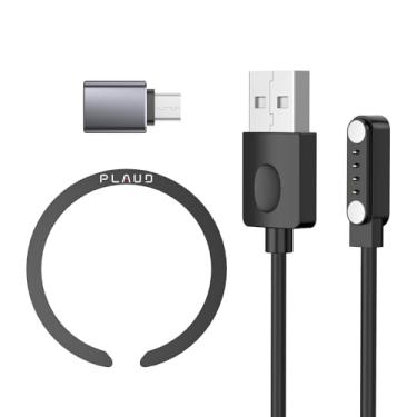 Imagem de Kit de acessórios para PLAUD Note, cabo carregador USB-A magnético, anel metálico, e adaptador tipo C.