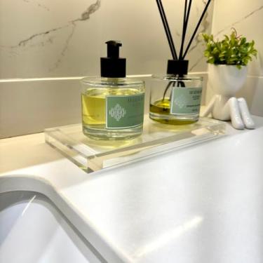 Imagem de Bandeja Acrílica Luxo 10mm Com Pés Decorativos Para Lavabo