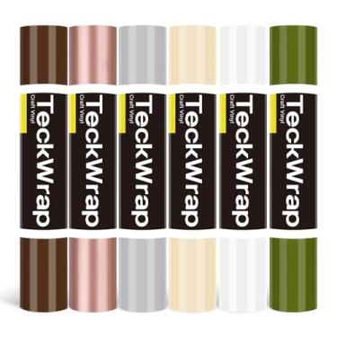 Imagem de TECKWRAP Vinil permanente, rolos de vinil adesivo permanente de 30,5 cm x 1,5 m, 6 rolos para Cricut, silhueta, cortadores de camafeu, placas, scrap-booking, artesanato para caneca, janela, decalque