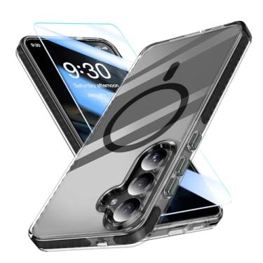 Imagem de MATEPROX Capa magnética transparente compatível com Samsung Galaxy S25+, transparente, fina, cristal à prova de choque, com protetor de tela para S 25 Plus de 6,7 polegadas 5G (2025) - preta