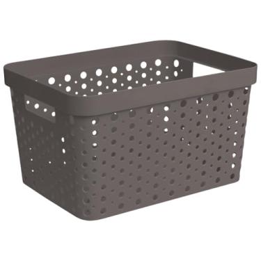 Imagem de Cesto Organizador Rattan Grande S/Tampa Armário Lavanderia 33L (Marrom)