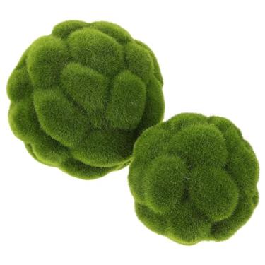 Imagem de MHFOOU 2 bolas de musgo falsas, bolas artificiais de musgo verde simulado para decoração de musgo de plantas para jardins de fadas, arranjos florais artesanais
