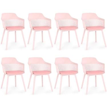 Imagem de Kit 8 Cadeiras de Jantar Estofada Marcela (Rosa)