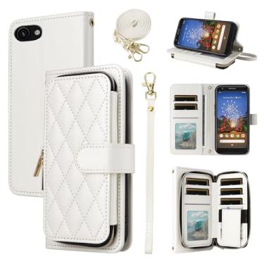 Imagem de Furiet Argyle Capa carteira para Google Pixel 3a com alça de ombro, 9+ compartimento para cartão com zíper bolsa de couro PU de luxo com suporte para celular xadrez para Pixel3a Pixle a3 mulheres