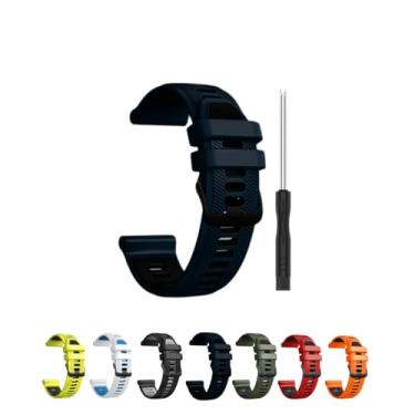 Imagem de Pulseira QUIBARATO de silicone compatível com 965, 955, 945, 935 (AZUL ESCURO C/PRETO) - Largura 22mm - Acompanha uma chave tipo "V".