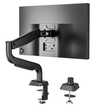 Imagem de Suporte Articulado para Monitor de Mesa, Braço Articulado Ajustável para Monitores de 13-32" (até 10kg), Design Ergonômico, Gerenciamento de Cabos, com Pistão a Gás, Grampo C e Ilhós (Preto)