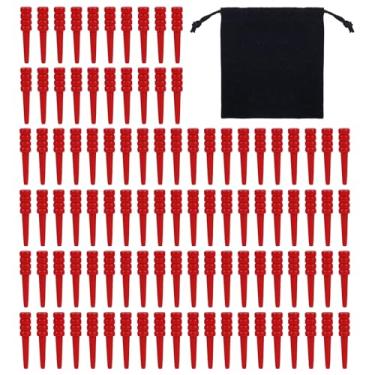 Imagem de 100pcs Wooden Cribbage Pegs, Cribbage Board Pegs Fit 1/8 Inch Holes with Drawstring Storage Pouch for Traditional Cribbage Board Game Accessories(Red)