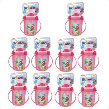 Imagem de Kit 10 Copo Infantil Com Alças/Bico 320ML 6 Meses Rosa - Nitron