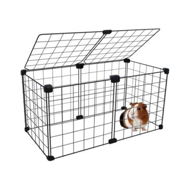 Imagem de Cercado Gaiola Pet para Porquinho da Índia 30x60cm com Teto 30cm Altura Tela Aramada Malha de 5cm (Preto)