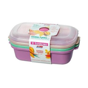 Imagem de Conj. 3 Potes Coloridos Plastico 1,1L Sanremo