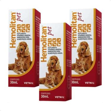 Imagem de Combo 3 Hemolitan Pet Gotas Suplemento Vetnil - 30ml