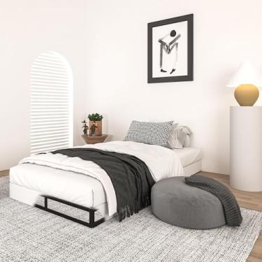 Imagem de Qingzhou Box Spring Twin, caixa dupla de metal de 12 cm, base de colchão resistente com capa de tecido, montagem fácil, silenciosa, sem ruído, antiderrapante, preta