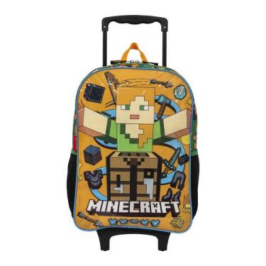 Imagem de Mochila De Rodinhas Escolar Minecraft Funtage Sestini, Laranja