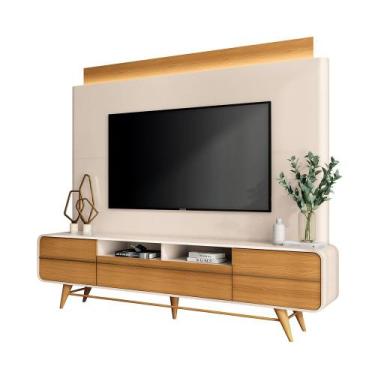 Imagem de Home Theater Nobre TV até 85 Polegadas com LED Off White/Cinamomo G26 