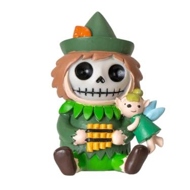 Imagem de Pacific Giftware Estatueta colecionável Peter Pan Furrybones de esqueleto com fantasia de Peter Pan com pequena fada, perfeita para decoração de casa e presentes exclusivos de 8,6 cm de altura